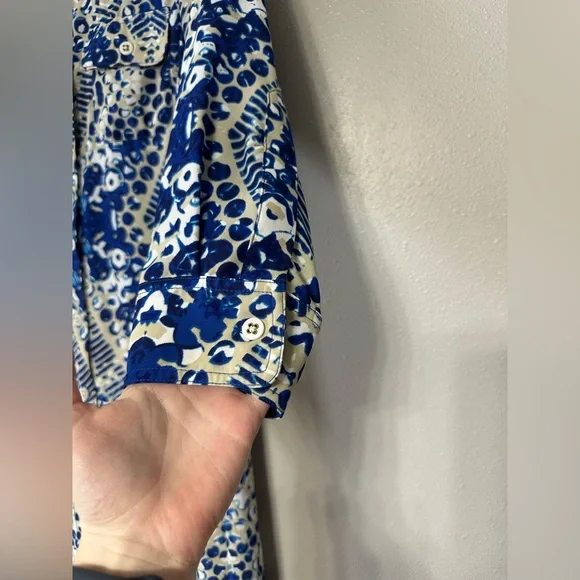 CAbi Jewel Print Button Down Shirt Dress Kaleidoscope Geo Print Size Small - Picture 5 of 9